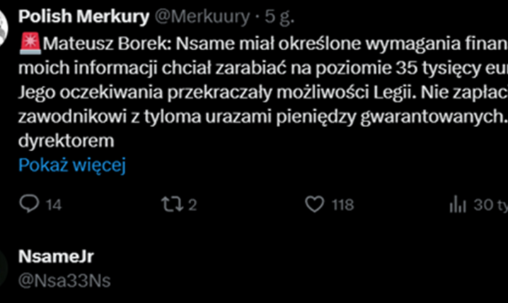 Jean-Pierre Nsame ODPOWIADA na doniesienia Mateusza Borka nt. SWOJEJ PENSJI!